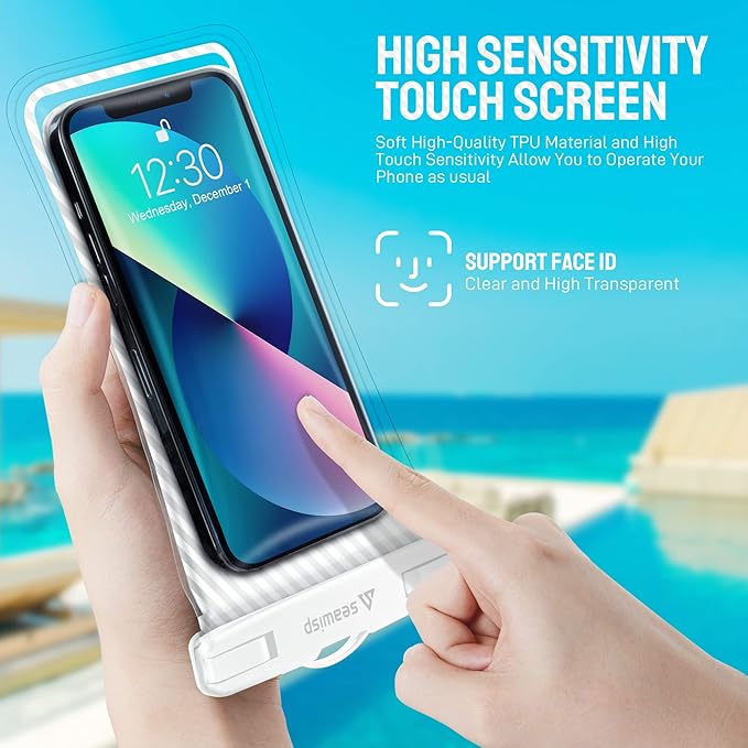 Waterproof Phone Pouch [Floating Airbag Design] Universal IPX8 Cellphone Case Dry Bag with Lanyard for iPhone 16 15 14 13 Pro Max Galaxy S24 S23 Phones Up to 6.9'' for Beach Vacation, White