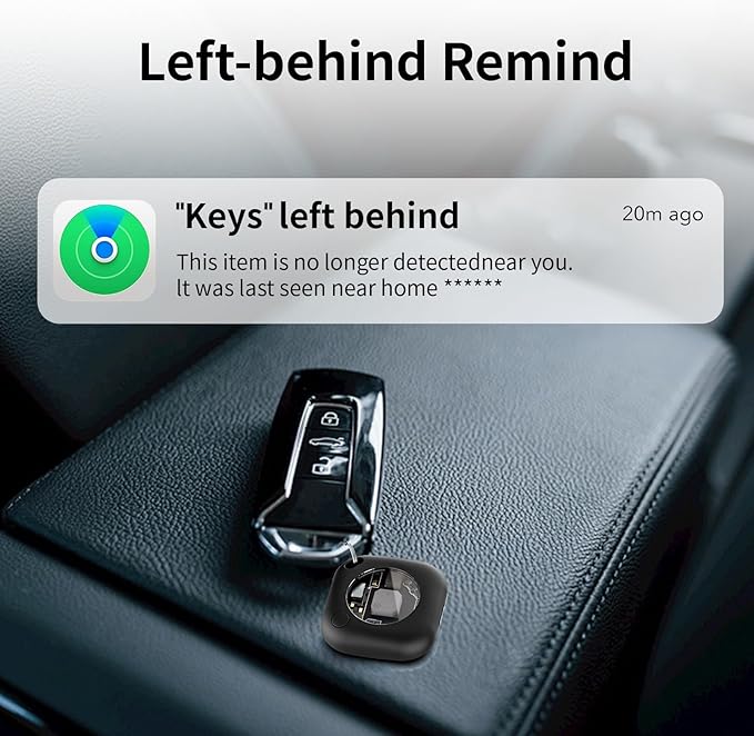 Air Tracker Tags-2 Pack, 5.3 Bluetooth Tracker Work, 100dB Sound, Smart Tag with Keychain/Lanyard, Item Finder for Luggage/Key/Suitcase, Replaceable Battery, Black.White，with Apple Find My (iOS Only)