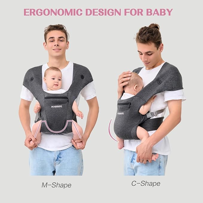 Newly Upgraded Baby Carrier Newborn to Toddler - Infant Carrier for Babies 0-36 Months, Ergonomic and Cozy Carrier with Soft Fabrics for Face-in and Face-Out Front, Dark Gray