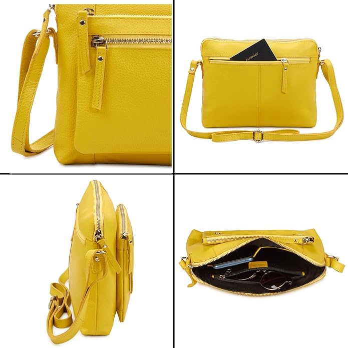 Wise Owl Accessories Small Soft Pebbled Real Leather Crossbody Handbags Purses Sling Crossover Shoulder Bag
