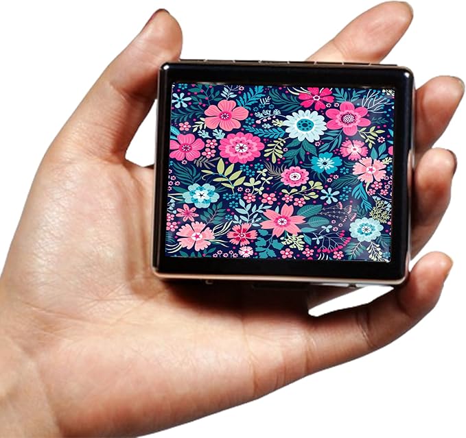 Silver Vintage Pill Box 7 Day Metal Pill Box with Mirror and 8 Compartments Cute Travel Pill Organizer for Purse (Colorful Floral Pattern)