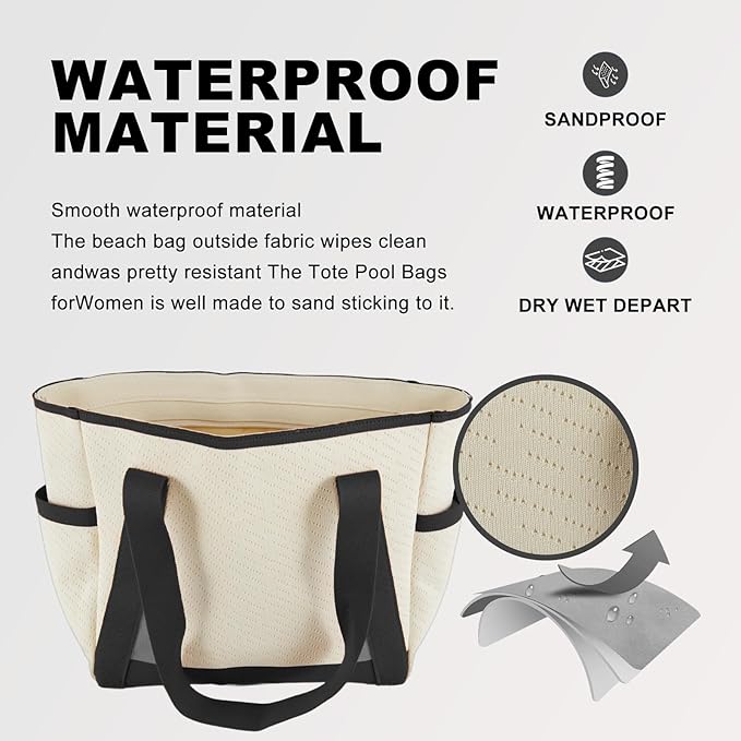 Large Canvas Tote Bag,White and Green, with Laptop Sleeve and Multiple Pockets