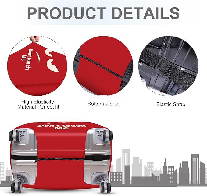 ANNA QUEEN Funny Luggage Cover, Don't Touch Me Red Face Design, Stretchable, Washable Travel Protector for 20-22 Inch Luggage