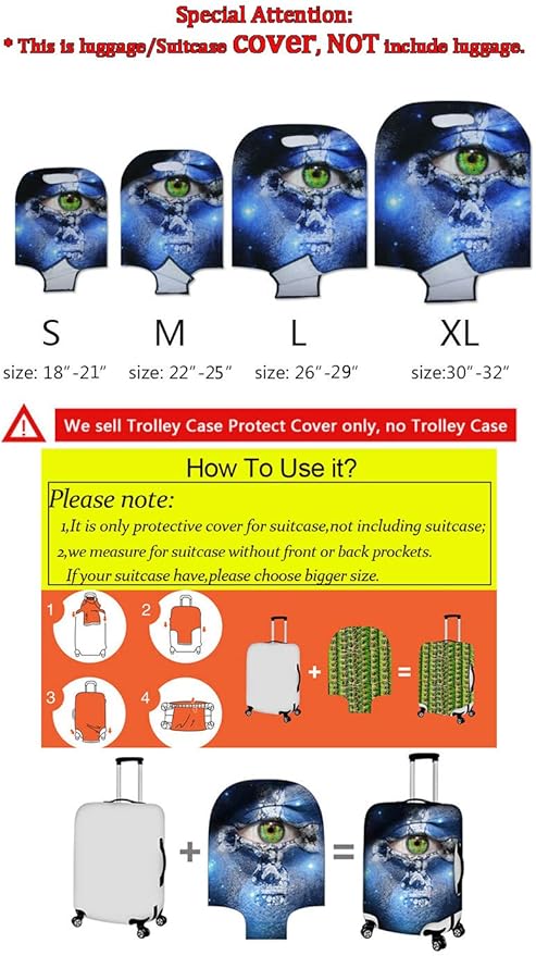 Galaxy Tiger Suitcase Cover Zipper Closure Travel Luggage Protector Anti-Scratch Zip Lugagge Covers for Suitcase Stretchable Suitcase Covers for Luggage Cool Animal Luggage Cover, 18-32 Inch