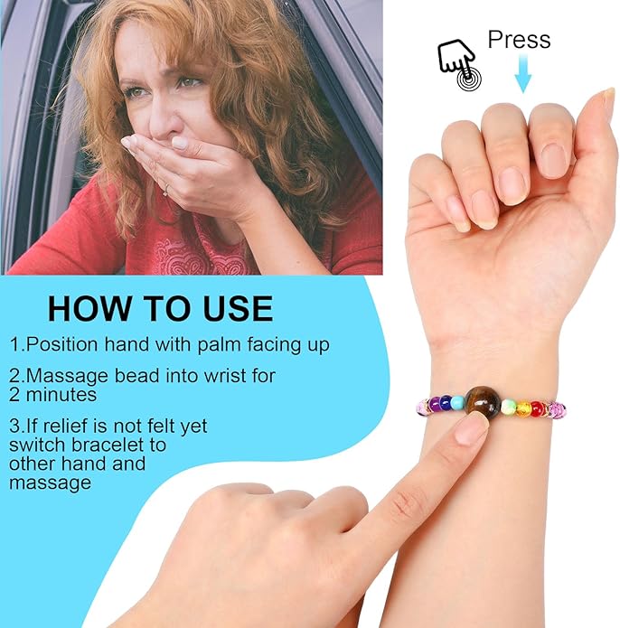 Sureio 6 Pcs Motion Sickness Bands Bracelet Anti Nausea Adjustable Wristband for Cruise Ship Essentials Seasickness Adult