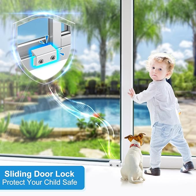 Sliding Window Locks - Horizontal & Up/Down, Adjustable Aluminum, 4 Sets Silver