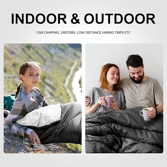 Sleeping Bags for Adults Cold Weather,Portable, Waterproof,Lightweight Camping Sleeping Bag for Tall Girls Boys with Compression Sack for Warm Camping, Hiking, Outdoor & Indoor