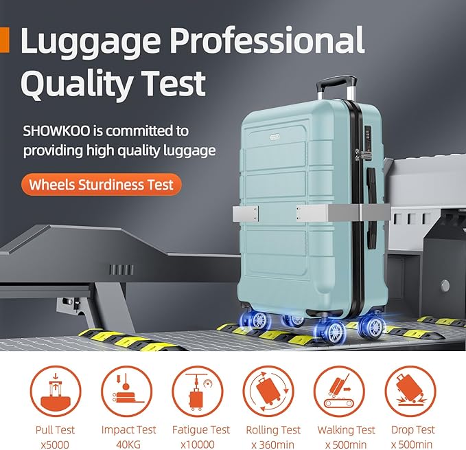SHOWKOO Luggage Sets Expandable PC+ABS Durable Suitcase Double Wheels TSA Lock 5pcs Mint Green