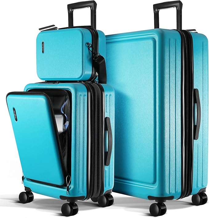 Luggage Sets 3 Piece, 22 Inch Carry on Luggage and 28 Inch Suitcases with Wheels Spinner, Durable Hard Shell Suitcase Set, Expandable Travel Suitcase, Teal
