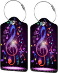 Colorful Musical Notes Luggage Tags for Suitcases,2 Pack Luggage Tag, Leather Stainless Steel Loop Label Tag for Women Girl Travel Bag Suitcase