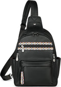 FADEON Large Sling Bag for Women, Leather Crossbody Purse Designer Anti Theft Sling Backpack, RFID Fanny Packs for Travel