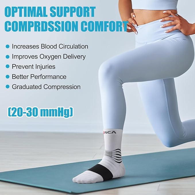 NEENCA Medical Compression Socks—2 Pairs, Ankle Socks for Injury Recovery, Pain Relief, Swelling, Sport Protection 20-30 mmHg