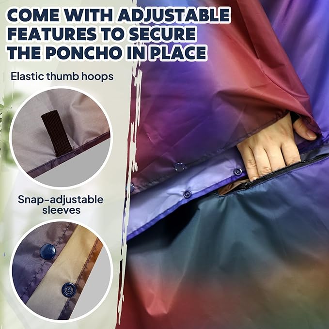 ANYOO Waterproof Rain Poncho Lightweight Reusable Hiking Hooded Coat Jacket for Outdoor Activities