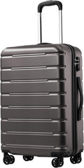 Coolife Luggage Suitcase Carry-on Spinner TSA Lock USB Port Expandable (only 28’’) Lightweight Hardside Luggage (Gray, L(28in))