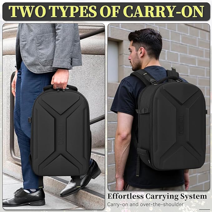 TORIBIO Camera Backpack, Hardshell DSLR Photography Camera Bag, Waterproof Hard Shell Camera Case with Tripod Holder & 15.6" Laptop Compartment Compatible with Canon/Nikon/Sony/DJI Mavic Drone