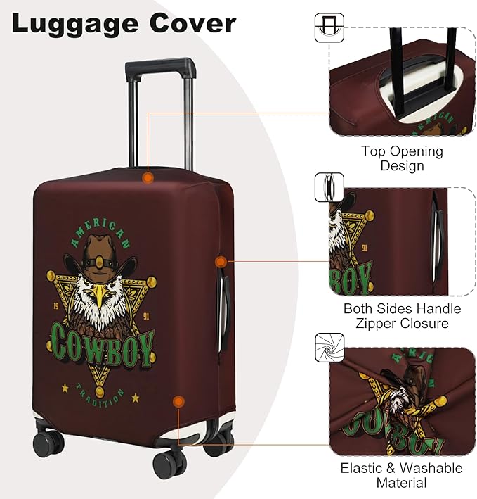 HYPER VENTURE Washable Luggage Cover - Fashion Suitcase Protector Fits 27-30 Inch Luggage (Eagle Glory, L)