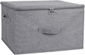 ANMINY Storage Bins with Zipper Lids 36 Qt Lidded Fabric Storage Boxes Baskets Cubes with Handles Collapsible Washable Cotton Linen Closet Shelf Clothes Organizer Containers - Gray, Large