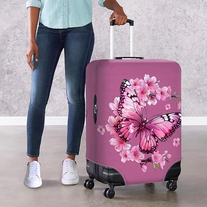 Purple Butterfly Luggage Cover Anti-scratch Baggage Suitcase Protector Fits 30-32 Inch Luggage
