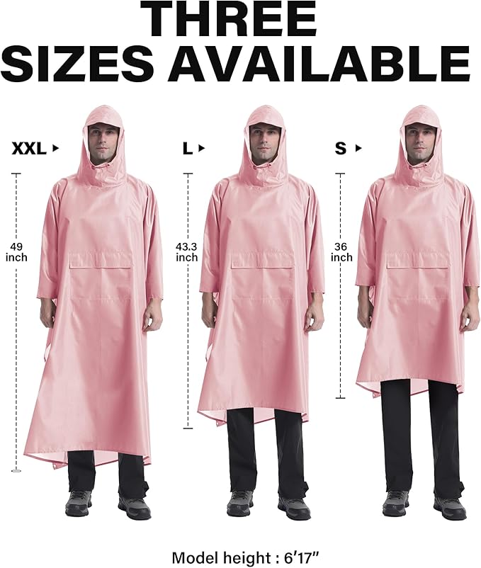 iCreek Hooded Rain Poncho with Pocket Waterproof Lightweight Unisex Raincoat Jacket for Hiking, Camping, Outdoor