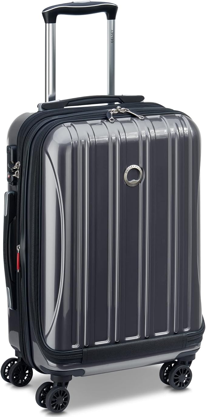 DELSEY PARIS Helium Aero Hardside Expandable Luggage with Spinner Wheels, Titanium, Carry-On 19 Inch