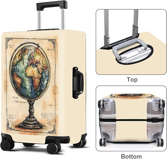 Luggage Cover Washable Suitcase Protector Anti-scratch Suitcase cover Fits 20-34 Inch Luggage (Globe, L(28-30inch suitcase))