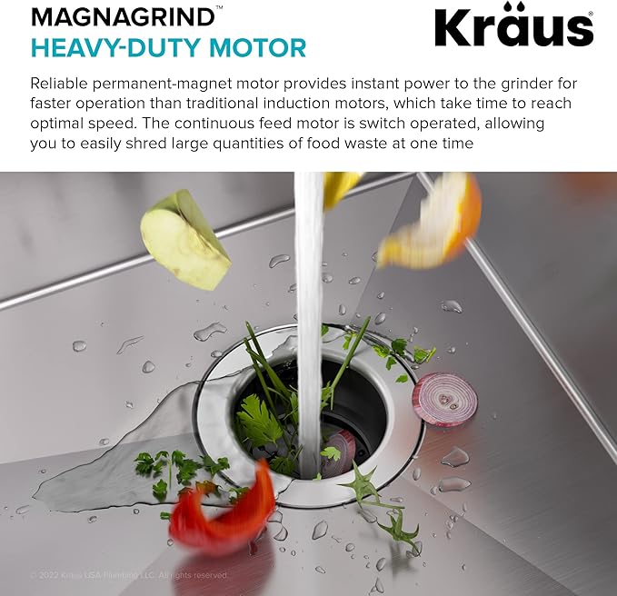 Kraus KGUW2-33MB-100-100, Bellucci Workstation 32 in. Undermount Granite Composite Single Bowl Kitchen Sink in Metallic Black with WasteGuard 1 HP Continuous Feed Garbage Disposal and Accessories