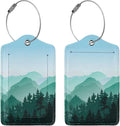 2 Pcs Cute Green Mountain Luggage Tag for Suitcase, Steel Loop with Privacy Cover ID Label, Green Hill Forest Birthday Decoration Themed Travel Gift