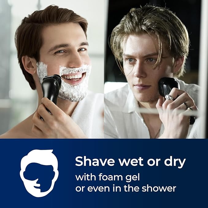 Cordless Electric Razor for Men: 3-in-1 Shaver for Beard/Nose/Sideburns - IPX7 Waterproof Travel Kit - Turbo Speed & Precision Blades
