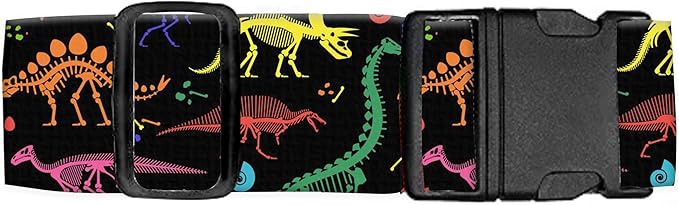 Luggage Straps for Suitcases Travel Belt Accessories, Cute Suitcase Strap, Adjustable Luggage Belt Strap, Heavy Duty with Quick-Release Buckle Luggage Strap Cute Colorful Dinosaurs
