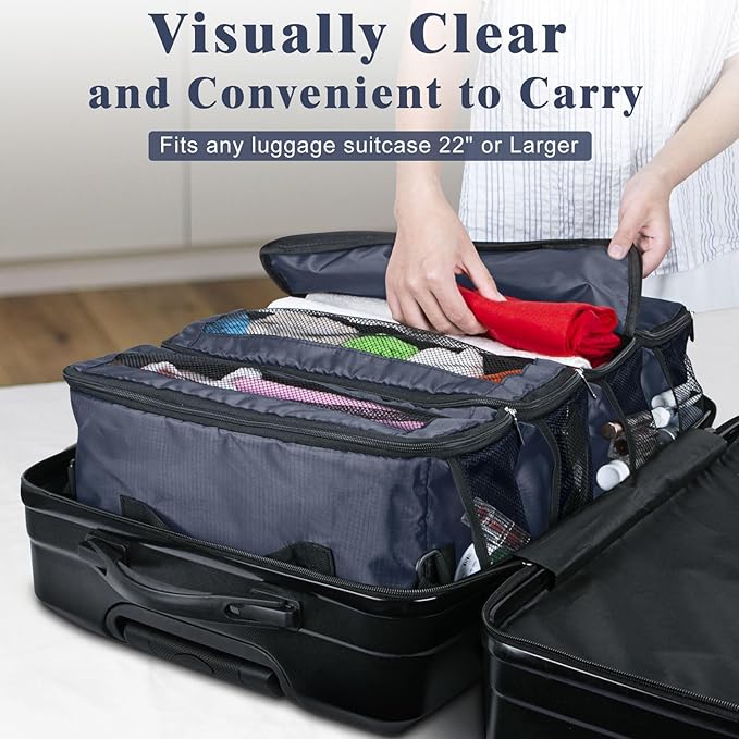 Hanging Travel Organizer, Carry-On Luggage Suitcase Organizer, Portable Travel Shelves Packing Cube for Cruise, Gray