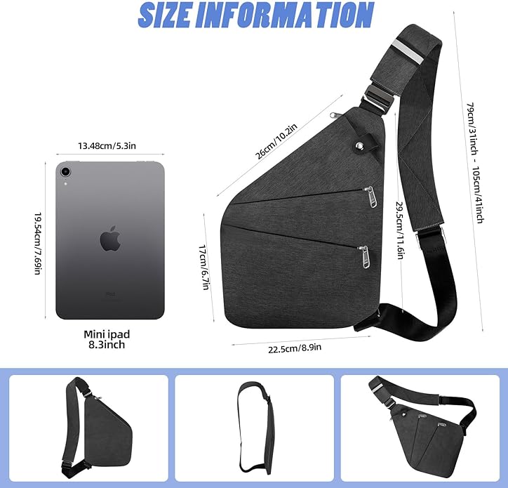 Anti Theft Crossbody Bag,Anti Theft Travel Bag for Women Men,Sling Crossbody Bag for Travel, Sport, Work