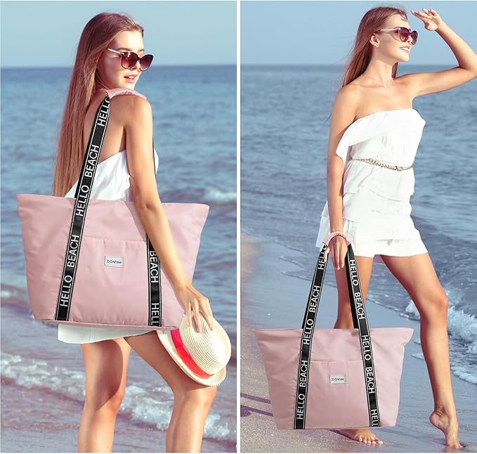 G4Free Beach Bag, Waterproof Beach Bags for Women, Personalized Strap Tote Bag for Women Birthday Gifts