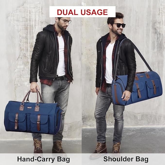 Modoker Garment Convertible Weekender Bag,Carry on Canvas Garment Duffle Bag Heavy Duty Overnight Bags for Men Women