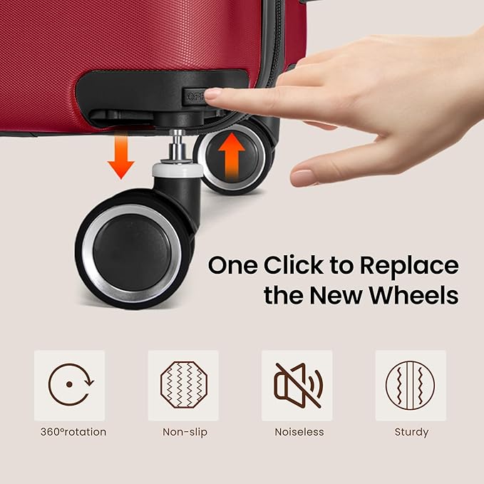 Luggage Sets 3 Piece with Spinner Wheel, Hardside Suitcase Set with TSA Lock, Expandable Lightweight Travel Luggage for Women, Red