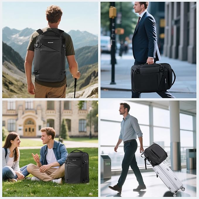 Large Travel Backpack for Men 40L, Carry On Backpack TSA 17.3 Inch Laptop Mochila Flight Approved, Large Business Daypack Waterproof,Carry on bag Weekender College for Men Women, Black