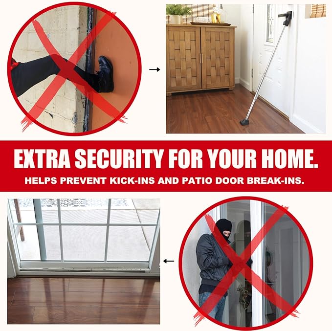 Door Security Bar, SECURITYMAN 2 in 1 Adjustable Door Stoppers Security Bar & Sliding Door Security Bar - Heavy Duty Door Lock Stick Jammer for Apartment, Dorm, Front Door Inside Safety Must Haves