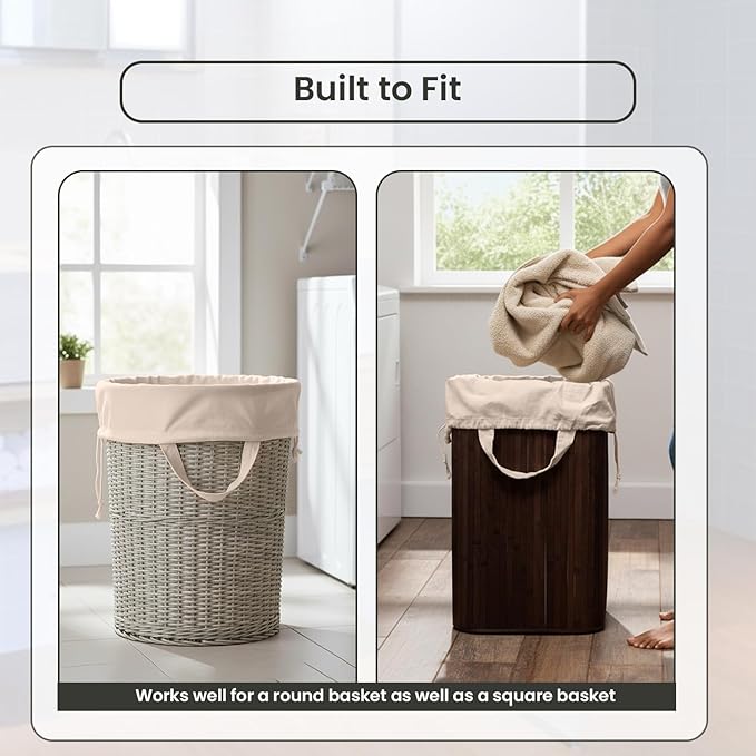 LFH Home Large Premium 100% Cotton Canvas Laundry Bag with Drawstring and Handles Heavy Duty, Multi-Use, and Washable for Home, Travel, College or Storage 24x36 (Pack of 2)-Natural
