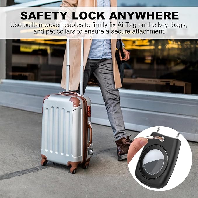 IPX8 Waterproof Airtag Holder Air Tag Case with Keychain, 4-Pack AirTags All-Round Protect Case for Apple Tag Tracker, Air Tags Holder for Luggage, Key, Pet, Backpack（4 Colors）