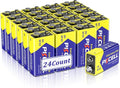 9V 6F22 Batteries High-Power Batteries Long Battery Life 9 Volt Carbon Batteries 3 Years Shelf Life, Leak-Proof 9V Batteries Suitable for Smoke Detectors and Other Electronic Products (24-Counts)