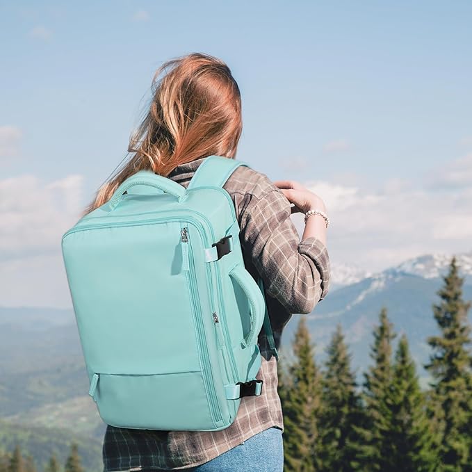 Travel Backpack for Women, Large Carry On Backpack for Travel, Waterproof Backpack Personal Item, Backpack for Women, laptop backpack 17.3 inch, College Bag Casual Daypack, Mint Green
