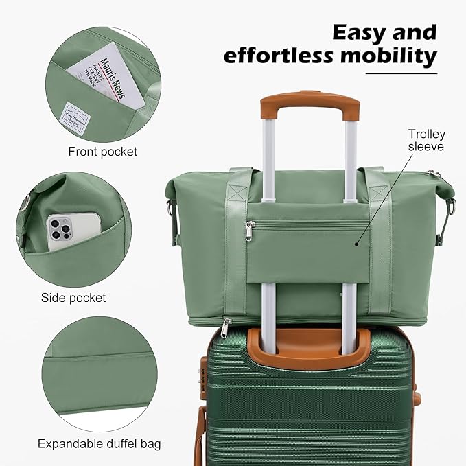 LONG VACATION 6 Piece ABS+PC Hardshell Luggage Set with Spinner Wheels, Lightweight suitcase set with TSA Lock & YKK Zipper