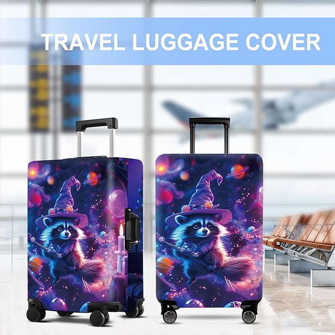Raccoon Luggage Cover Washable Suitcase Protector Anti-Scratch,Stretchable Fit for 20-34Inch Luggage Durable Travel Bag Cover with Zipper ClosureL(28-30inch suitcase)