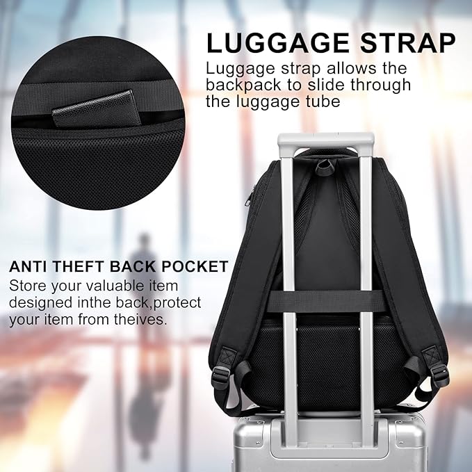 School Backpack for Teen Boys,15.6 Inch Anti Theft Laptop Bookbag with USB Charging Port, Water Resistant College, High School, Ergonomic Straps, Multiple Compartments, Men, Black
