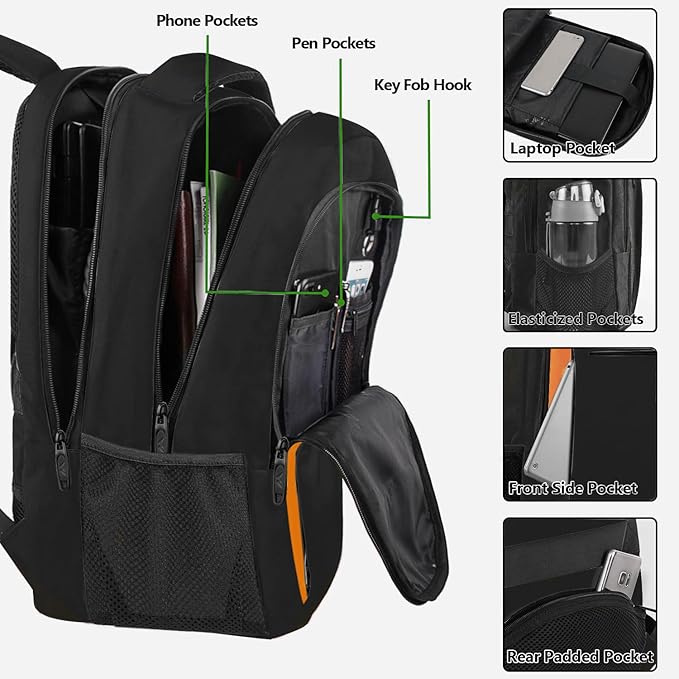 MATEIN Travel Laptop Backpack, Slim Sturdy College Laptops Backpack with USB Charging Port, Business Anti Theft Water Resistant Computer Bag Gift for Men & Women Fits 15.6 Inch Notebook