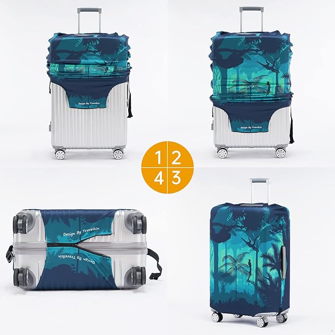 Travelkin Luggage Cover Washable Suitcase Cover Suitcase Protector Anti-scratch Suitcase cover Fits 18-32 Inch Luggage(M for 22-25 Inch Luggage)