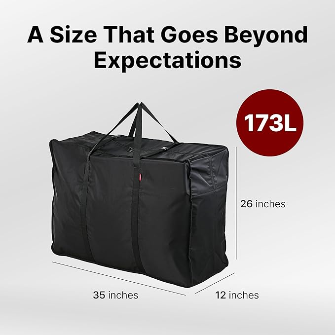Plago Professional Quality Nylon Extra Large Duffel Bag, Lightweight Foldable Water Repellent, Cargo for Travel, Folding Bike, Tent Mattress Closet Storage (XXL: 173L capacity (35"" x 26"" x 11.8""))