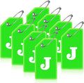 8 Pcs Luggage Tags for Suitcases, 26 Initial Letter Travel Luggage Baggage Identification Labels ID Tags Fully Bendable Tags with Stainless Steel Loop (Letter J, Green)