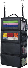 Hanging Travel Organizer, Carry-on Luggage Suitcase Organizer, Portable Shelves Packing Cube for Cruise Essentials, Small, Black