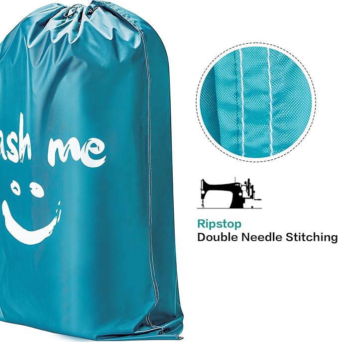 HOMEST XL Wash Me Travel Laundry Bag, Dirty Clothes Organizer, Large Enough to Hold 4 Loads of Laundry, Easy Fit a Laundry Hamper or Basket, Light Blue