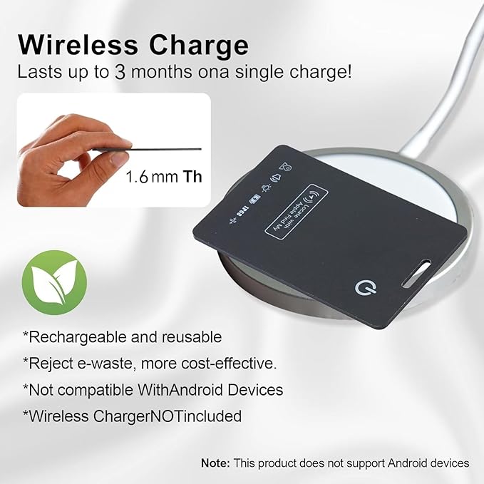 [Apple MFi Certified] LBPRT Air Card Tag Rechargeable Wallet Tracker Thin 1.6mm, Item Finder Work with Apple Find My APP (iOS Only, Android not Supported) Smart Locator for Luggage Suitcase, Purse,Bag